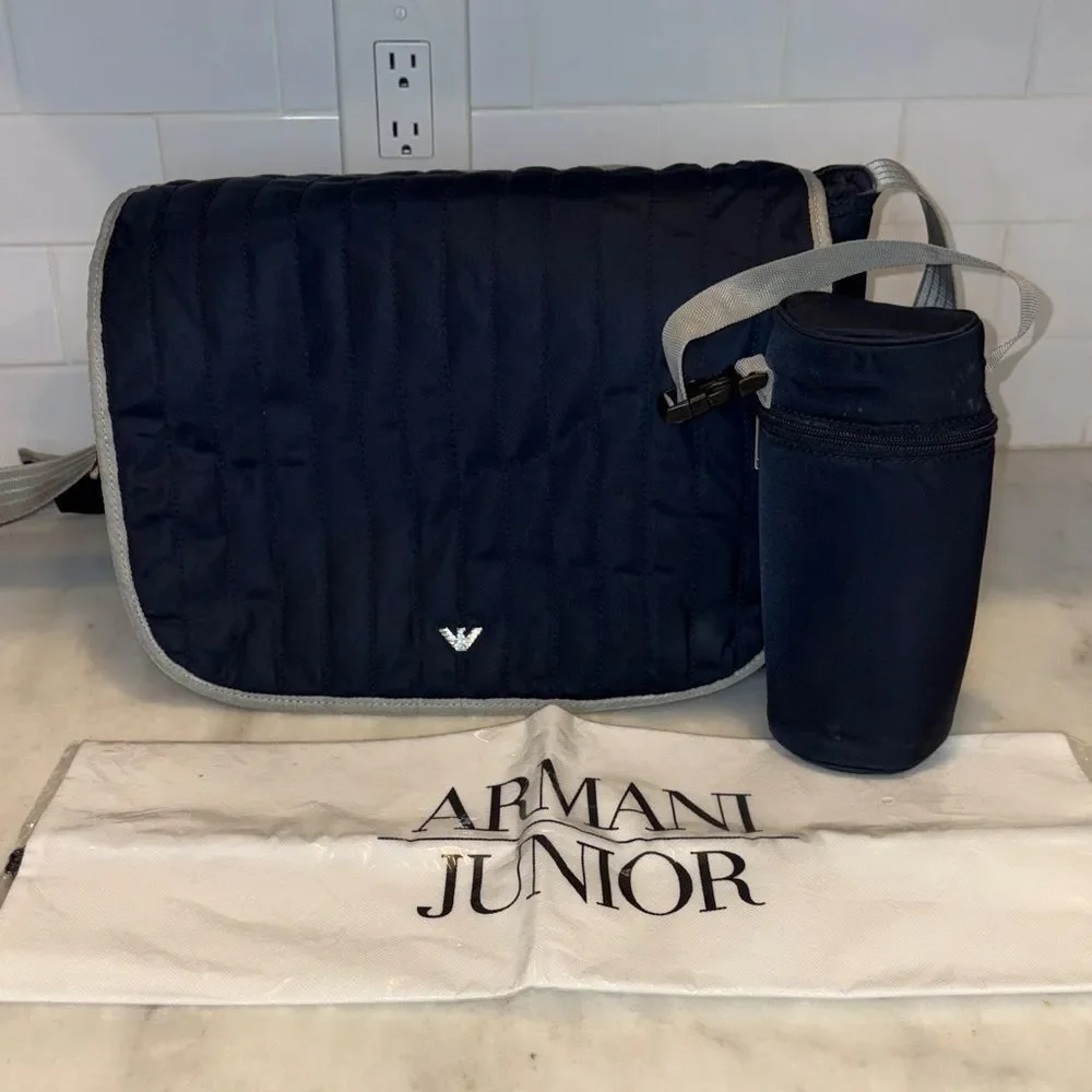 Armani Emporio Navy Blue Designer Baby Diaper Weekender Messenger Bag Set